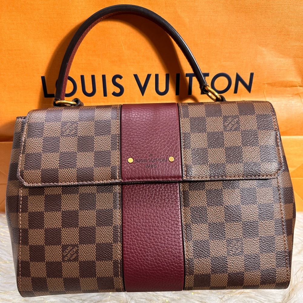 Louis Vuitton Bond street mm Burgundy Damier Ebene and Paper bag